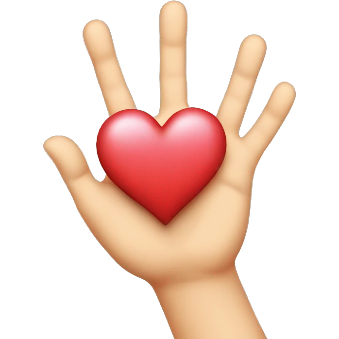 A hand with a big heart emoji