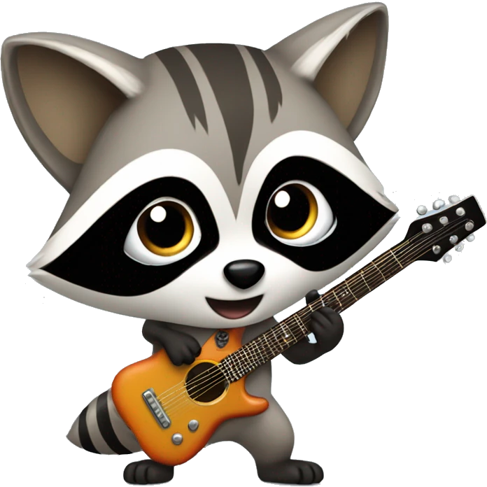 Raccoon playing a Flying V guitar emoji