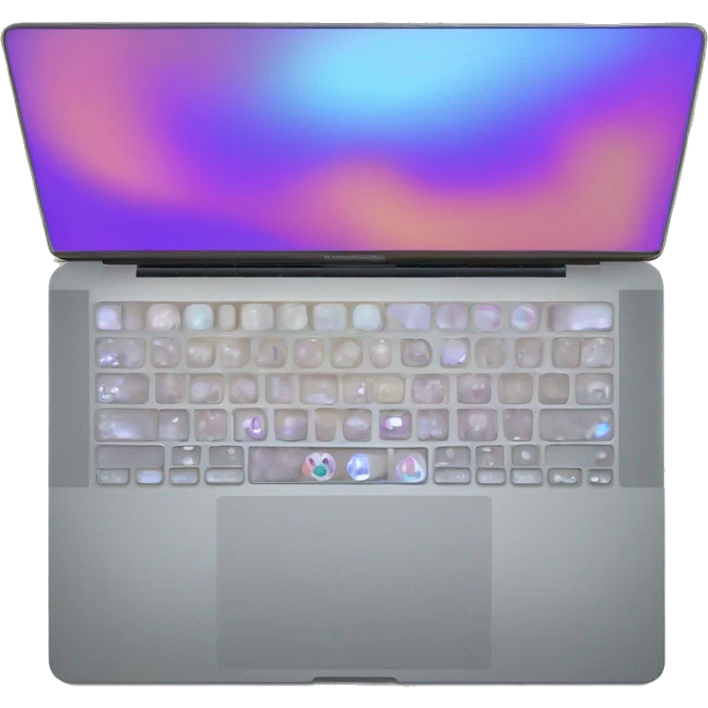 Realistic isolated gradient silver holographic macbook pro m2 emoji