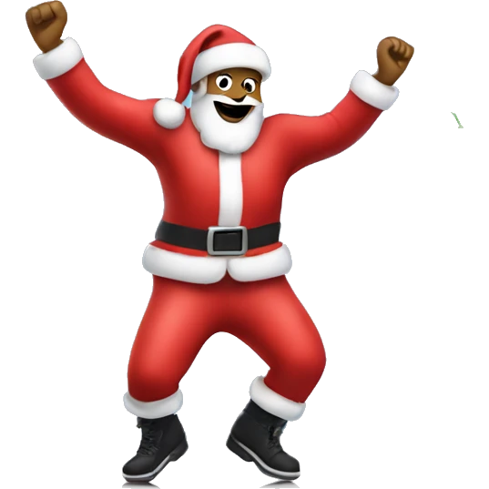 Dancing Santa as DJ wrapped in christmas lights emoji