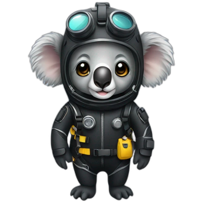 koala in black diving suit emoji