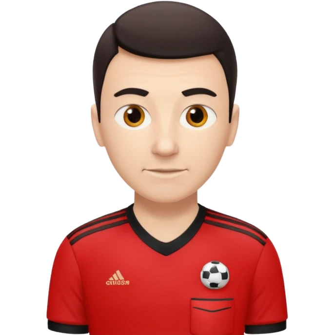 Do a simple soccer referee emoji with a red adidas shirt emoji