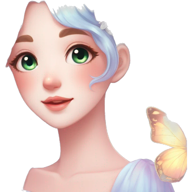 Gorgeous Shiny Pastel Anime-Style Lady Butterflies flower petals leaves cottagecore fairycore pastelcore kawaii aesthetic trending style emoji