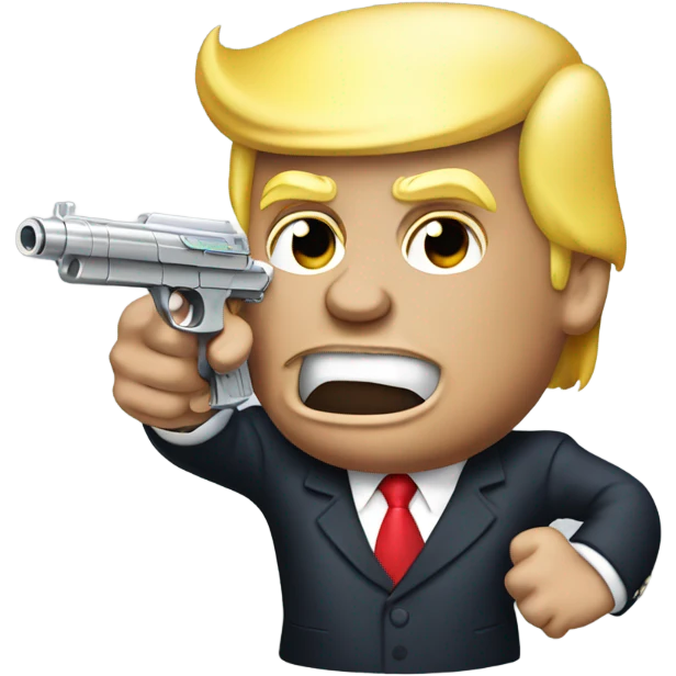 Donald trump aiming a silver squirt gun in his chin emoji
