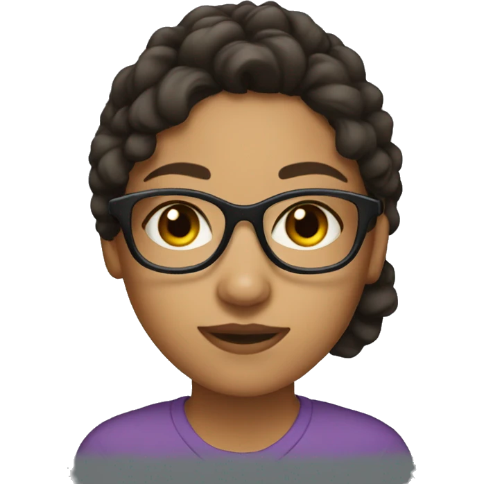 brunette girl with brown eyes and olive skin wearing glasses  emoji