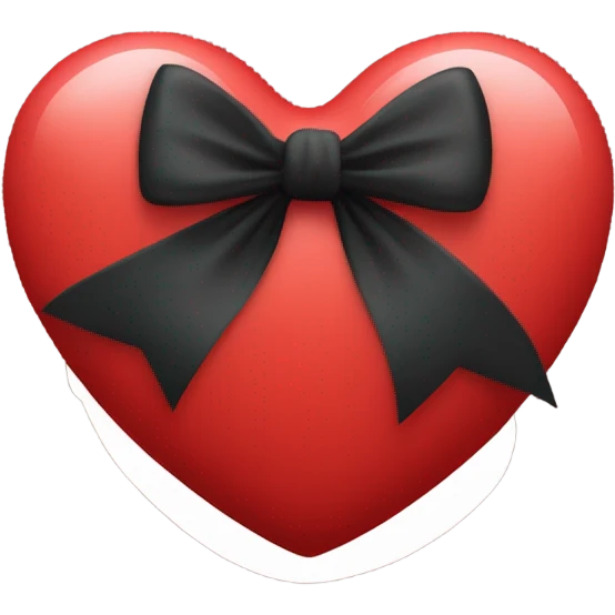 a red heart emoji with a black bow wrapped around it emoji