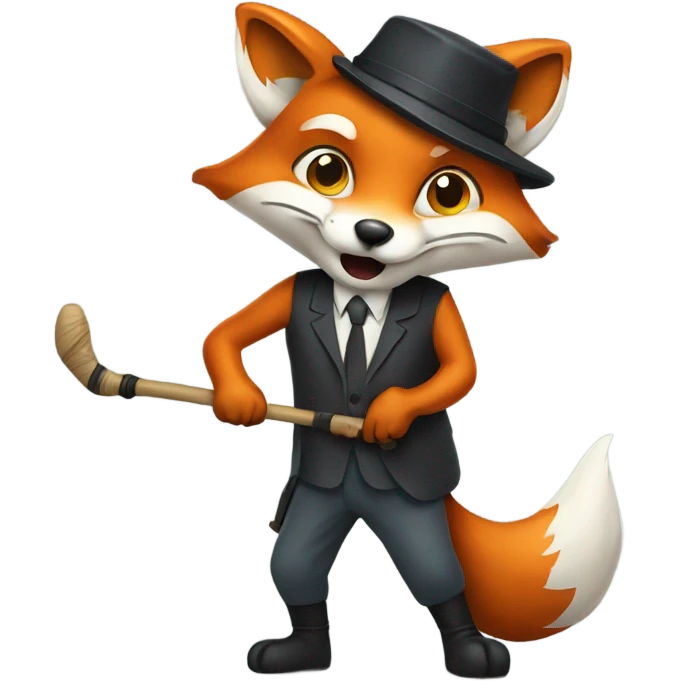 fox with a cane in hand emoji