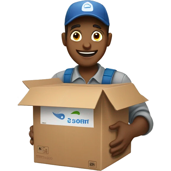 a delivery guy handles a box to customers emoji