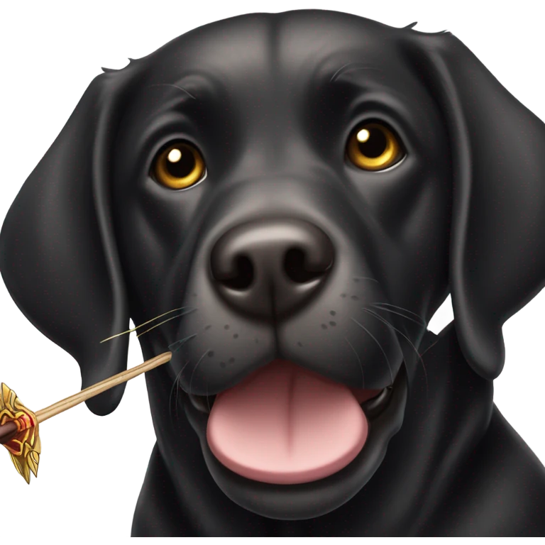 Black Labrador Retriever shooting bow and arrow emoji
