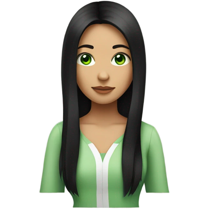 A girl with green eyes and black hair  emoji