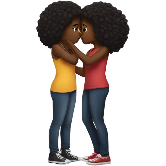 Two black girls kissing emoji