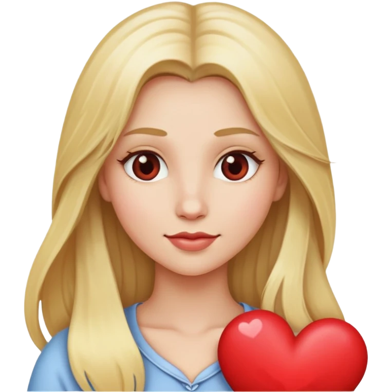 Women long blonde hear with heart emoji