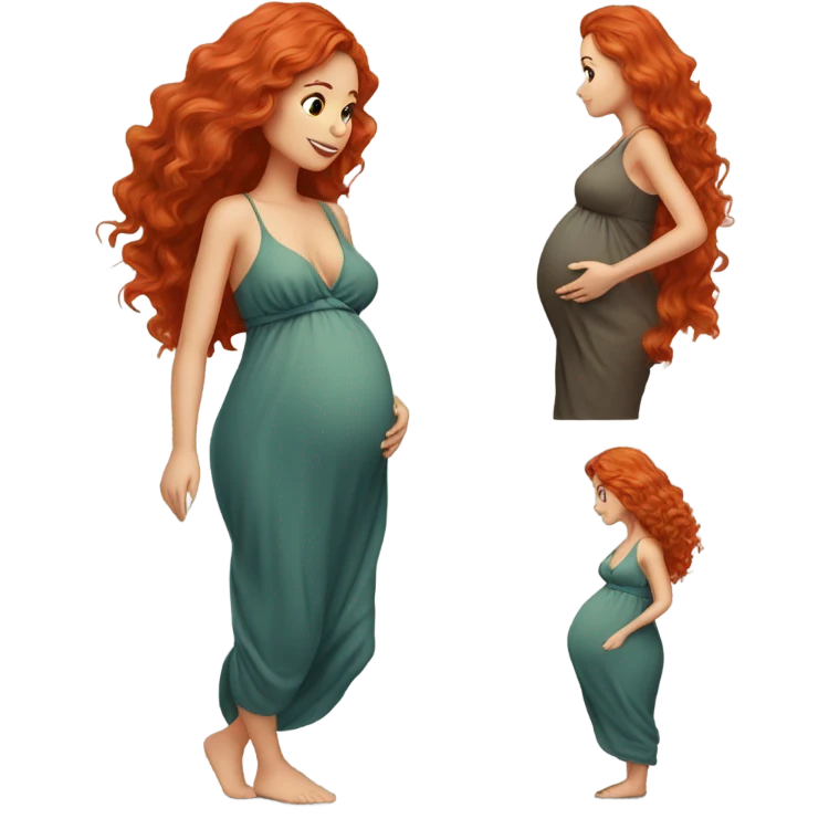 adorable pregnant red hair full body women with beach-wave-hair emoji