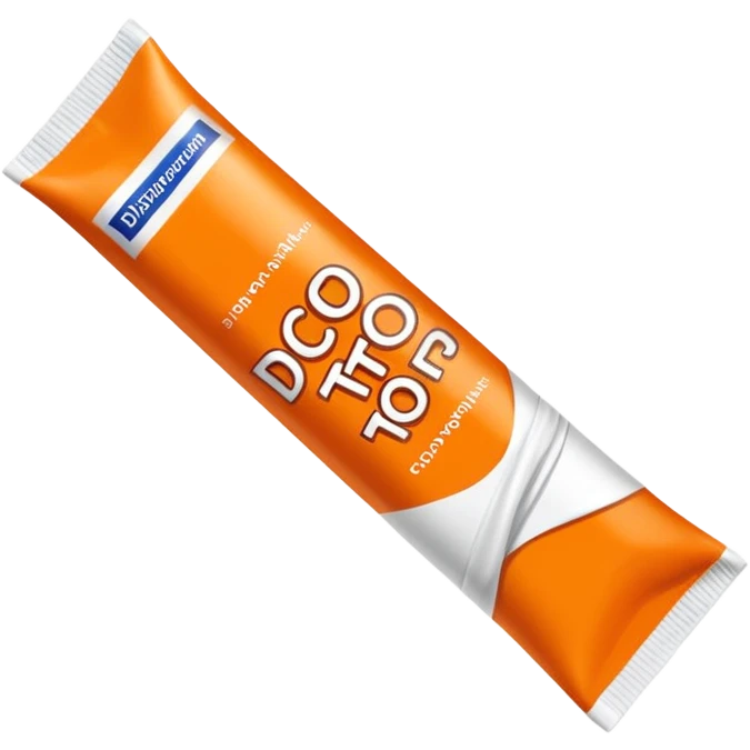 an empty, oversized and totally squeezed out tube of toothpaste labelled "Diclo ratiopharm". It is squeezed out and totally crumpled, flattened. Basic color is orange yellowish. emoji