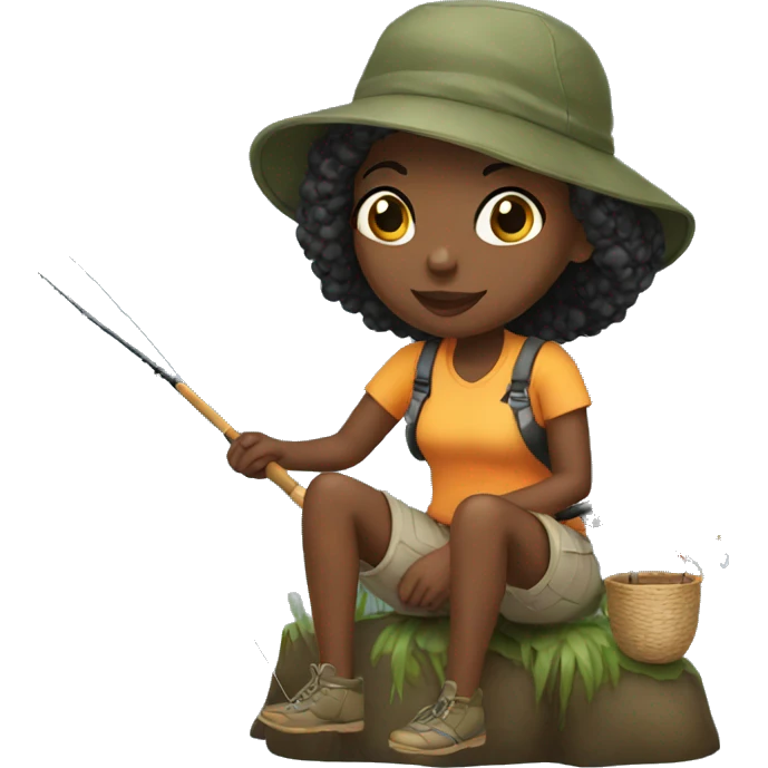 Black girl fishing emoji
