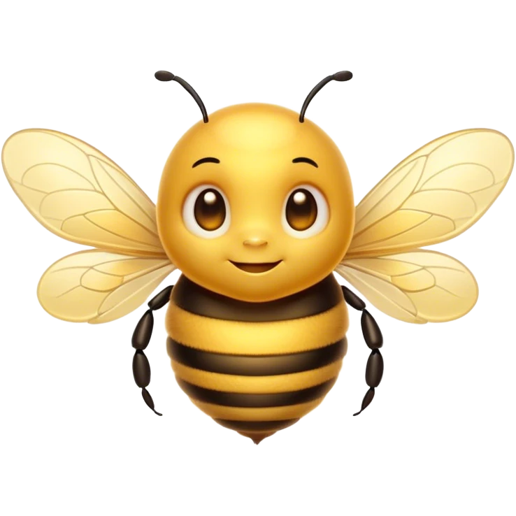 Cinematic Cute Bee Portrait Emoji, Head tilted playfully and inquisitively, featuring a delightfully small, fuzzy body with bright, sparkling eyes and adorable, delicate wings, Simplified yet irresistibly adorable features, highly detailed, glowing with a warm, inviting glow, high shine, affectionate and lively, stylized with a touch of whimsical honeyed charm, soft glowing outline, capturing the essence of a mischievous yet endearing bee that seems as if it could buzz out of the screen into your arms! emoji
