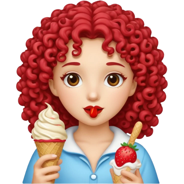 curly haired Princess with ice cream emoji