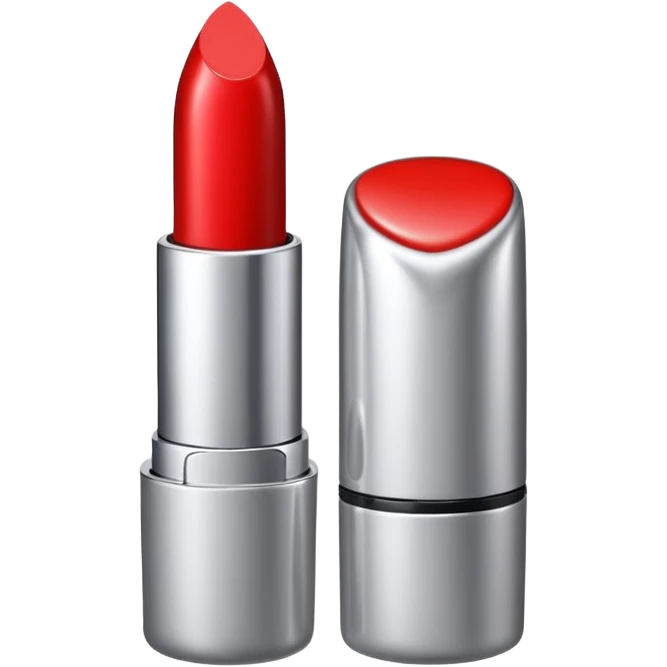 lipstick bullet, polished silver chrome, sexy beauty symbol emoji