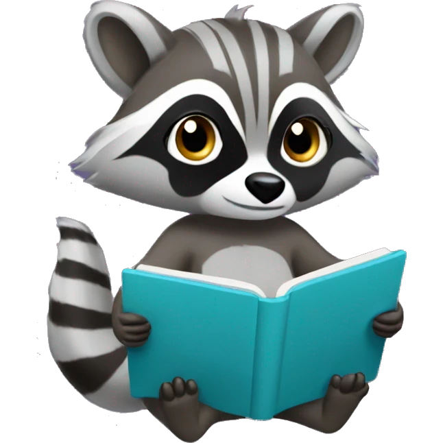 Female Racoon Reading on an e-Reader emoji