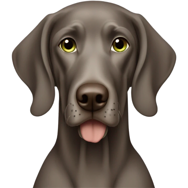 Brown weimeraner with a gray beard and a green collar ￼ emoji