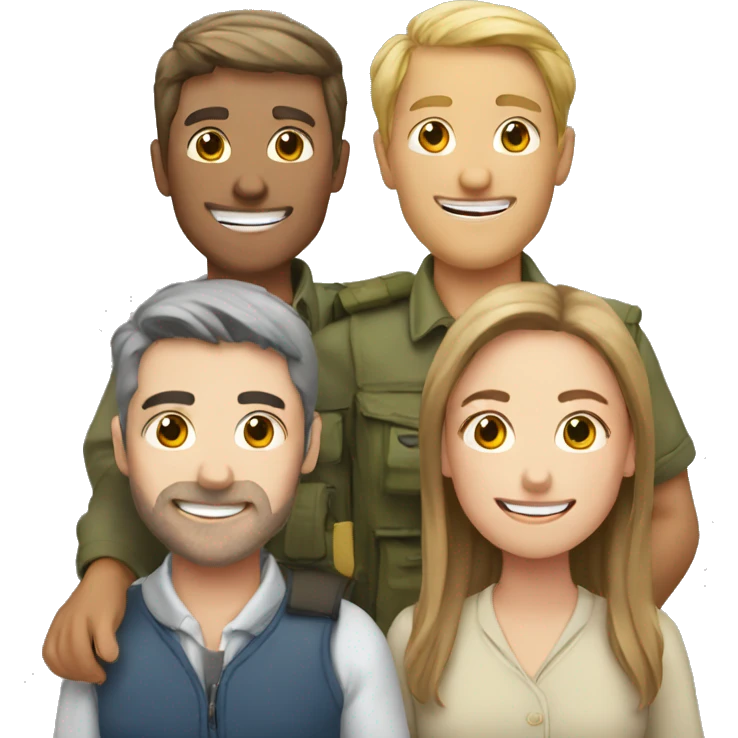 Four foreigners together happy emoji