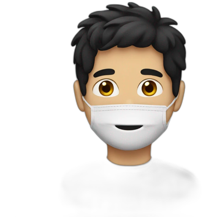 A guy with a black hair wearing mask emoji