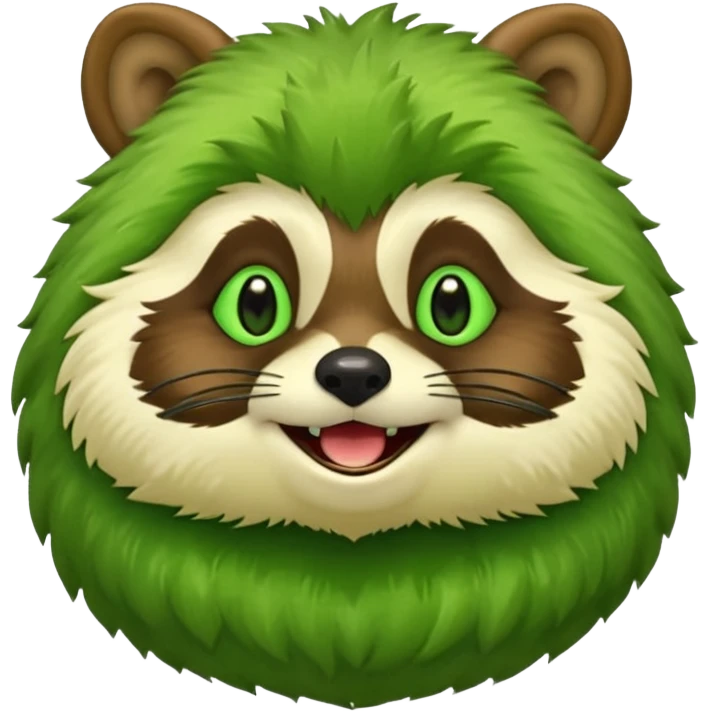 Green tanuki, all green body, only green tone colors emoji