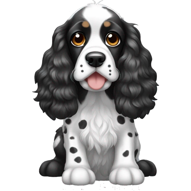 Black and white spotted cocker spaniel  emoji