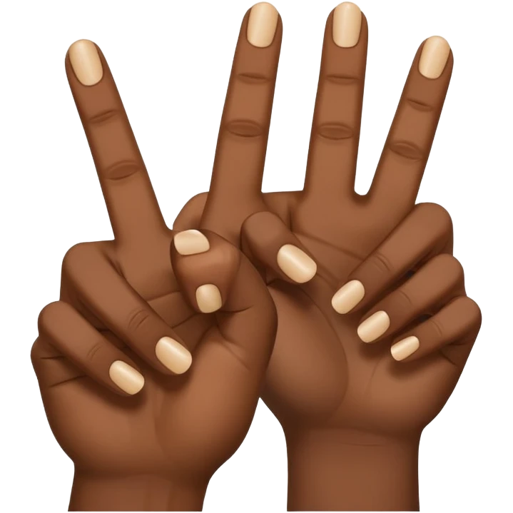 Make the ysl hand sign, but make the hand dark skin, only 5 fingers, with the index and middle finger up and the thumb up, every other finger down. Only 1 hand  emoji