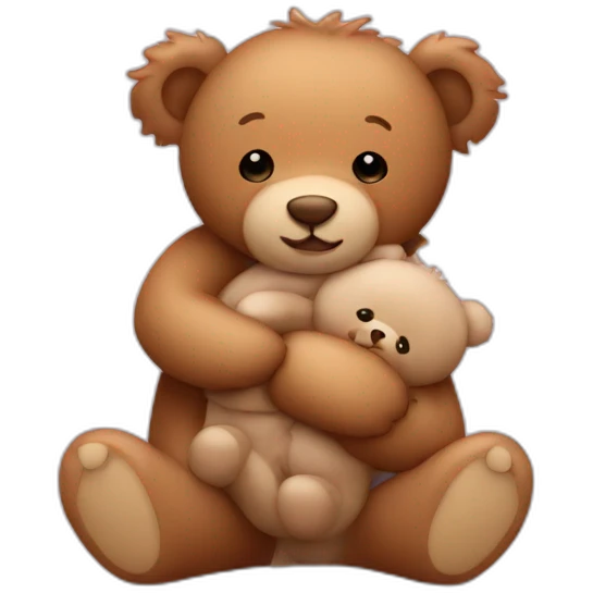 Teddy bear hugging a curly baby  emoji