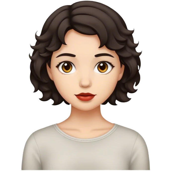 matt girl with short wavy dark hair emoji