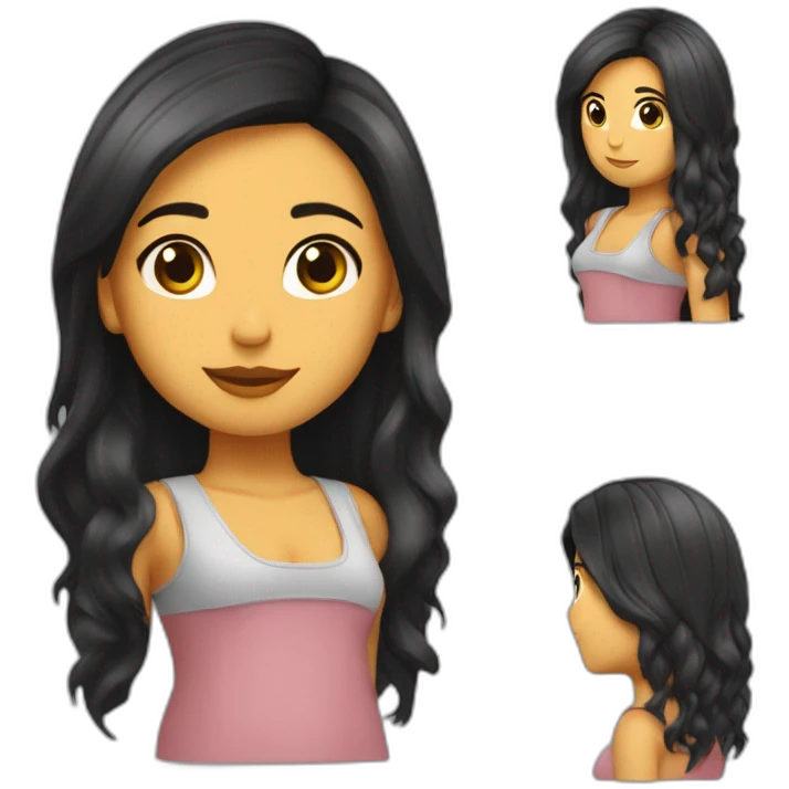 Chica morena con pelo más largo de un lado con mechas pelirroja emoji