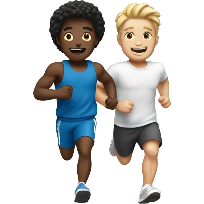 two white friends running together emoji