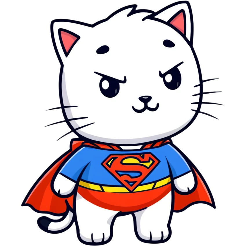 Cat with dog superman emoji