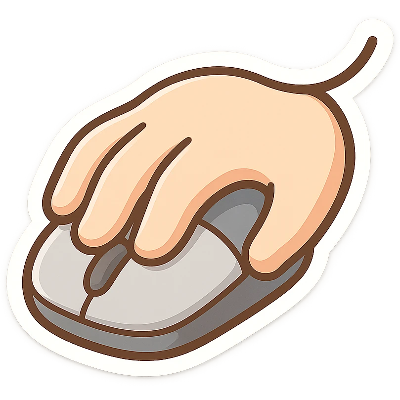 cartoon chibi style hand controlling computer mouse emoji