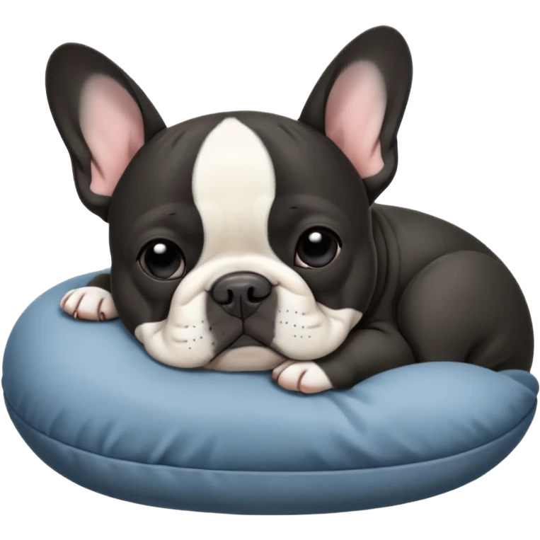 Чёрно Белый французский бульдог спит  emoji