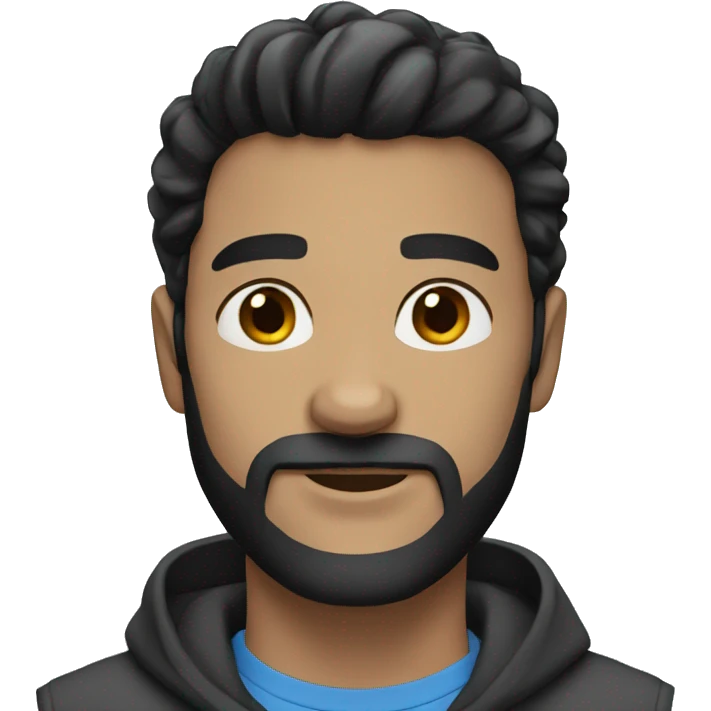 man black hair, beard and blue eyes emoji