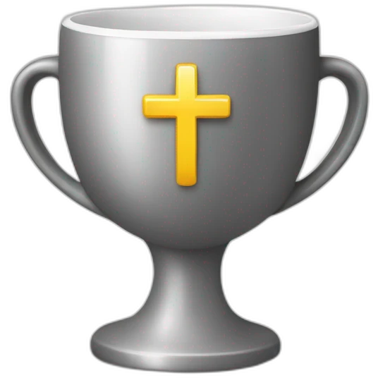 empty Christian cup for the winner with a cross emoji