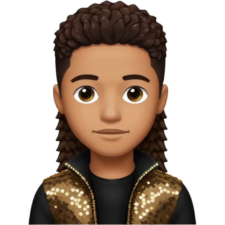 Lil Fizz from B2K with long dark brown hair, black sequin outfit emoji