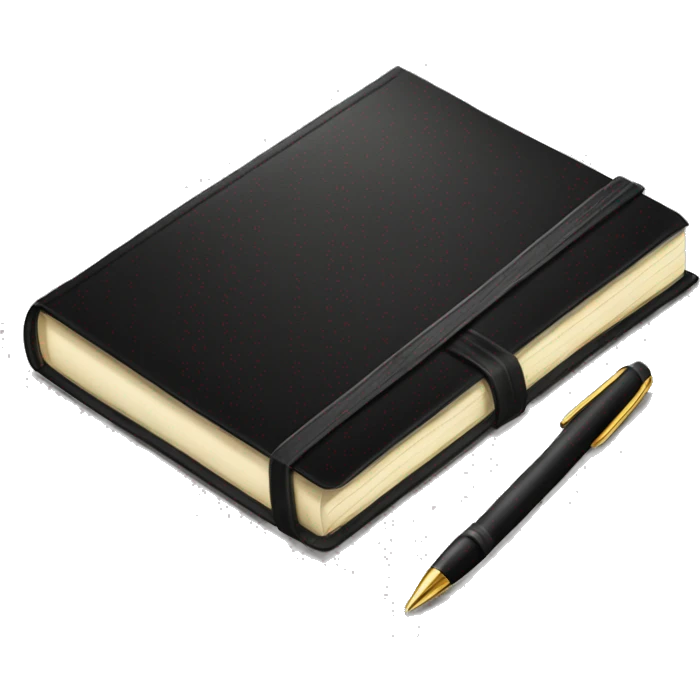 beautiful black diary with pen emoji