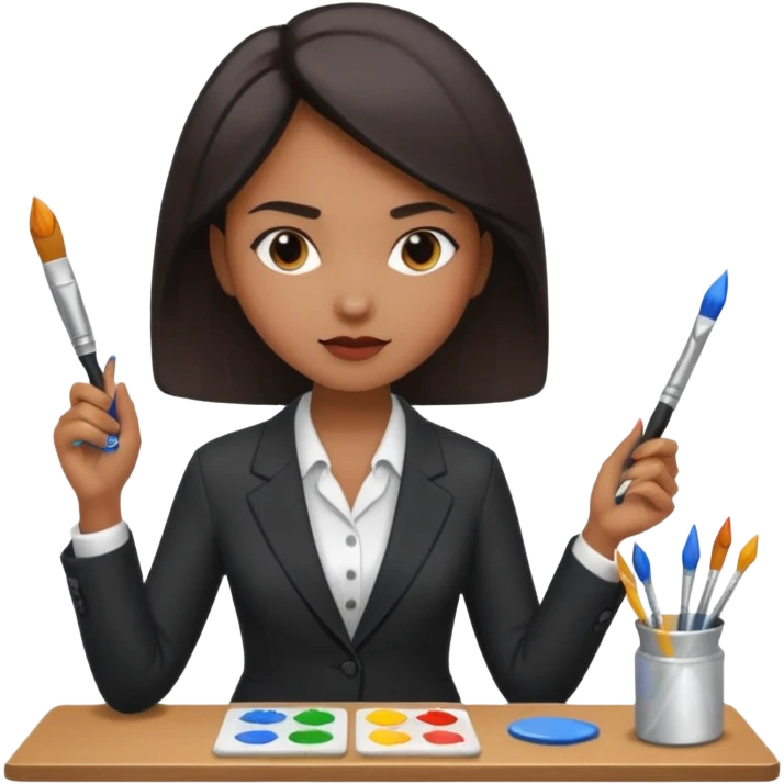 business woman painting emoji