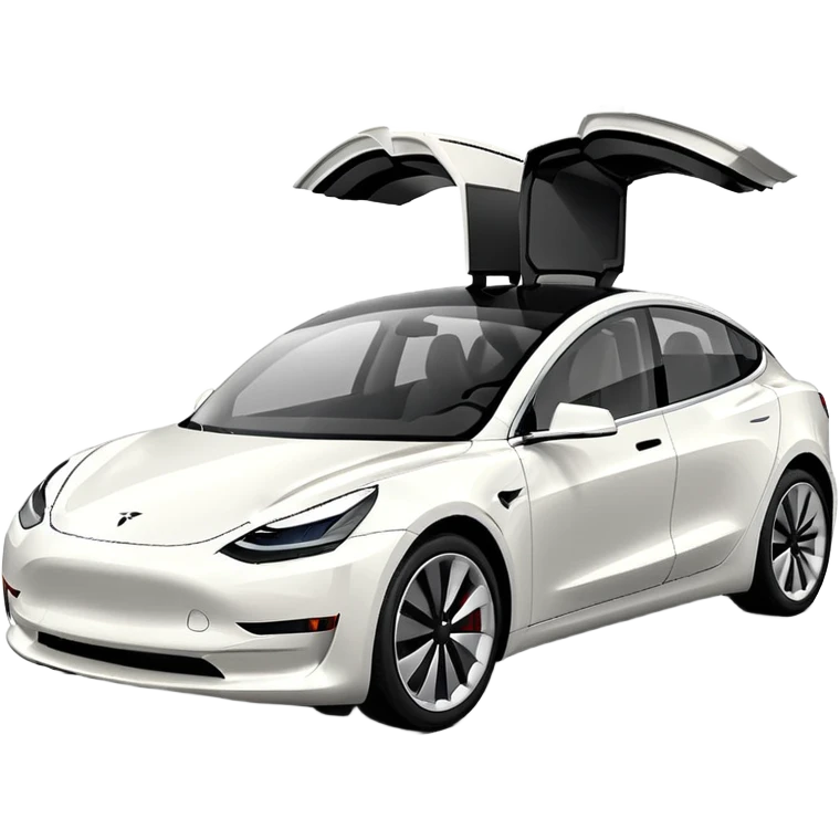 Tesla model 3 white. Icon. In a hurry. No wings  emoji