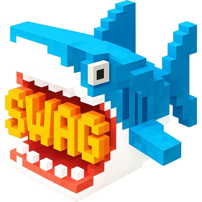 акула в пасти которой надпись SWAG, no background emoji