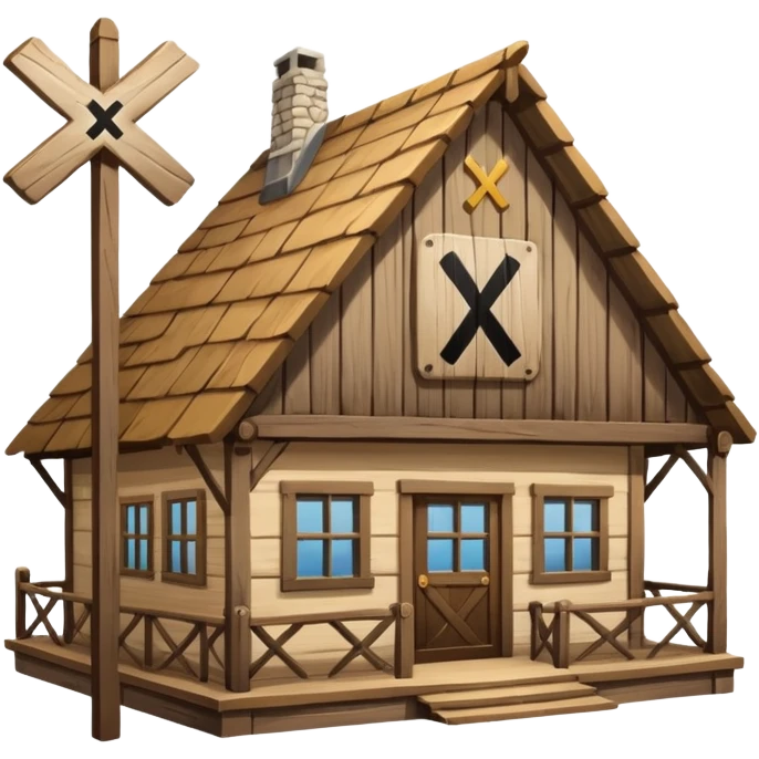 an inn with a big X on it emoji