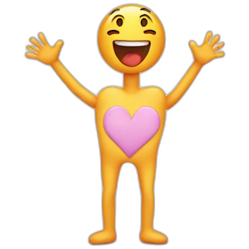 Heart with a hand-drawn face and arms and legs coming out of it emoji