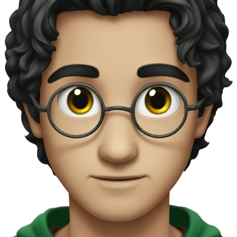 Harry potter face black hair green eyes emoji