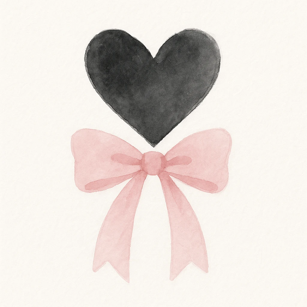 BLACKPINK-inspired object, black and pink colors, soft and artistic watercolor effect emoji