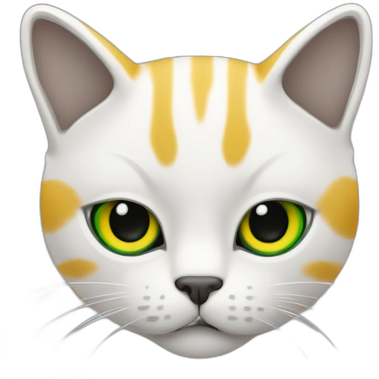 Gato blanco con un ojo verte y el otro amarillo emoji
