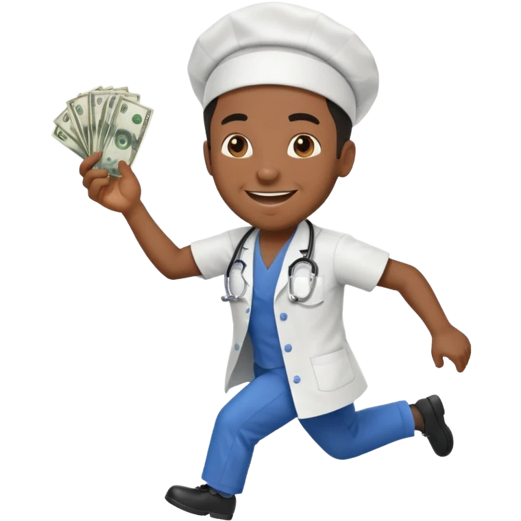 Black man nurse chasing money emoji