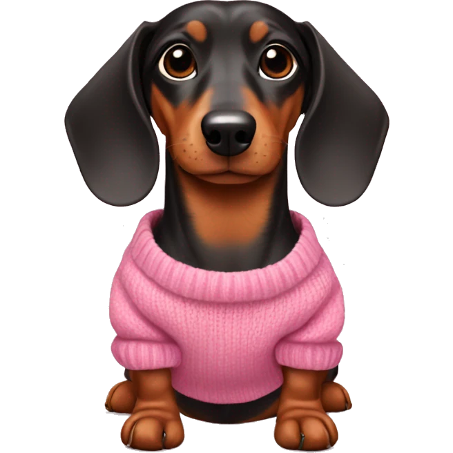 dachshund in a pink sweater emoji